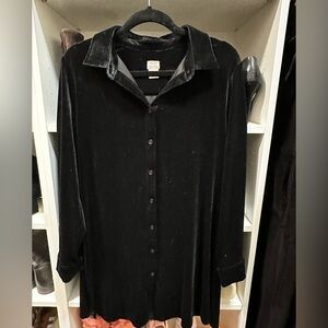 Chico’s black velvet shirt dress size 1